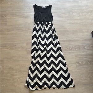 Chevron Black and White Maxi Dress